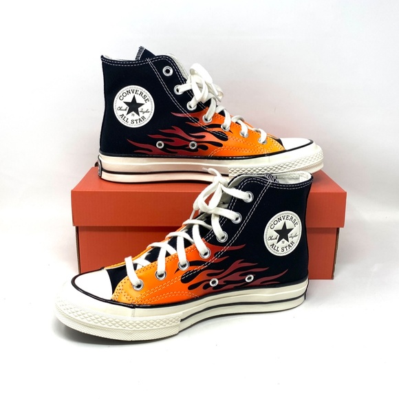Converse Chuck 70 All Star High Top Flames Black Women's Canvas Sneakers 165024C - Picture 5 of 10